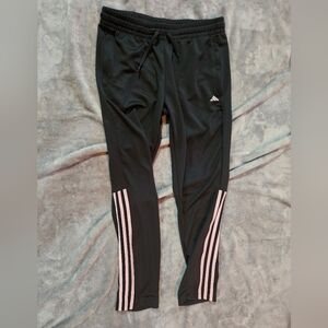 Adidas Black Joggers with Light Pink Stripes